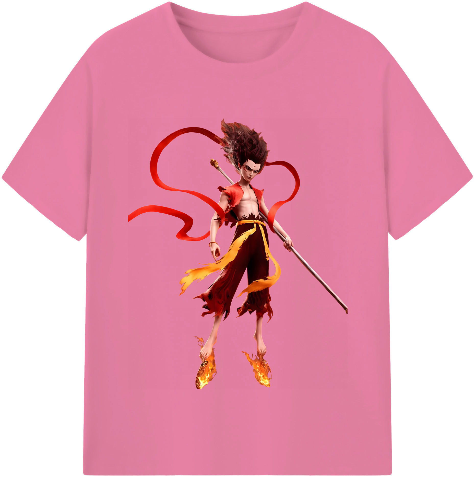 （画像用） Ne Zha 2 ナタ 魔童の大暴れ 綿100％半袖Tシャツ（フロントプリント）